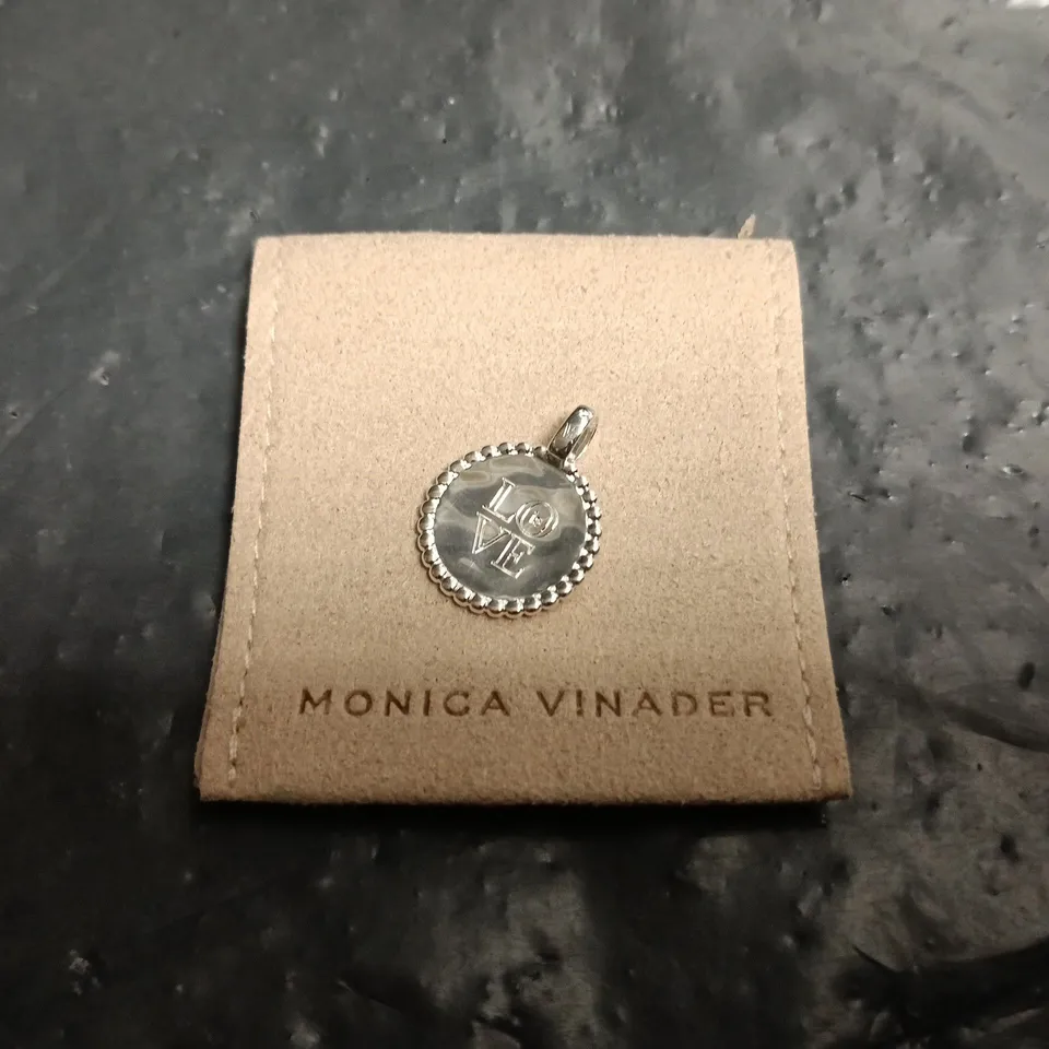MONICA VINADER CIRCULAR 'LOVE' PENDANT – SILVER TONE
