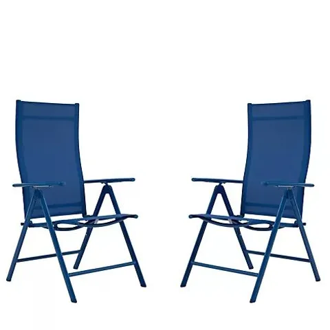 OUTLET GREEN LOUNGE SET OF 2 FOLDING RECLINERS- BLUE