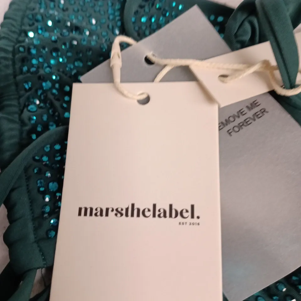 MARS THE LABEL SEQUIN BIKINI SET – TEAL, UK 10