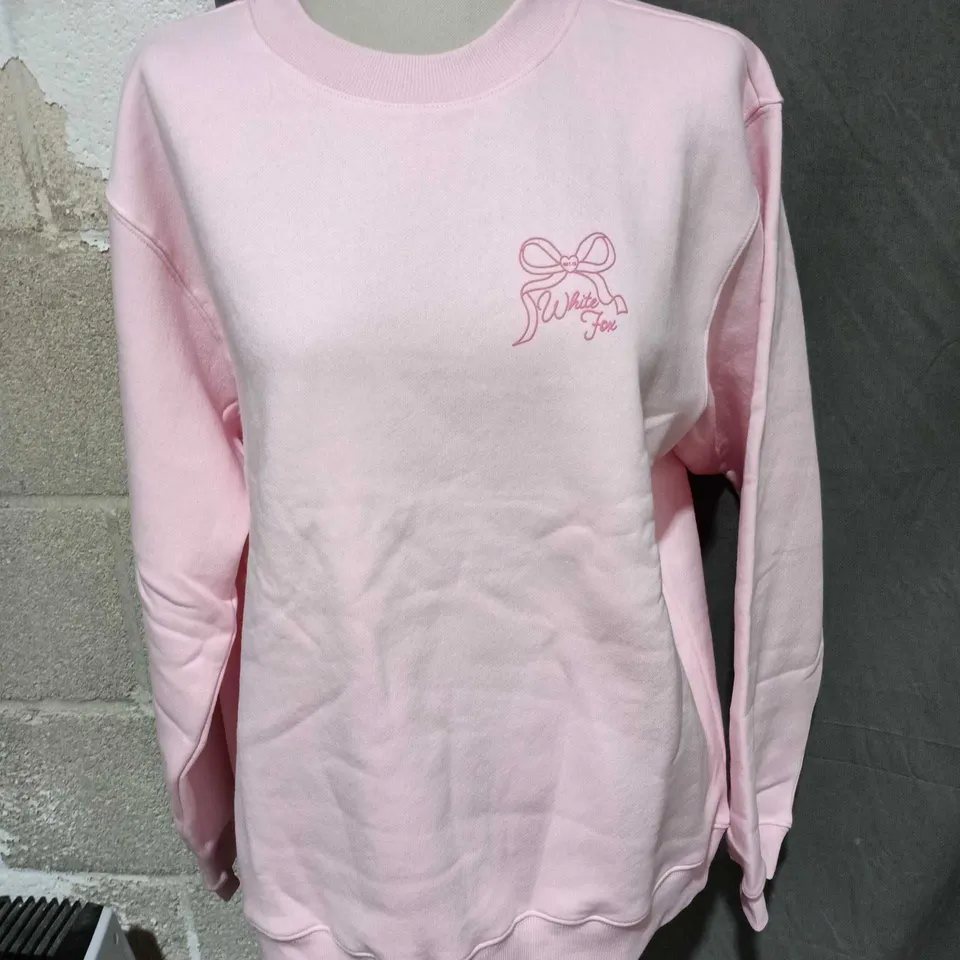 WHITE FOX PINK SWEATSHIRT WITH BOW LOGO – WOMEN’S - SIZE S-M