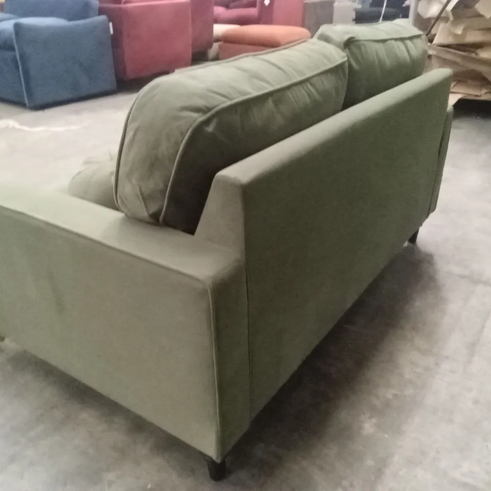 QUALITY DESIGNER ADDISON 2 SEATER KHAKI GREEN VELVET SOFA