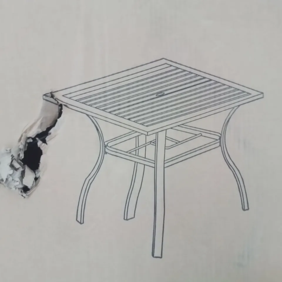 BOXED BLACK METAL TABLE & 4 BLACK METAL CHAIRS (3 BOXES)