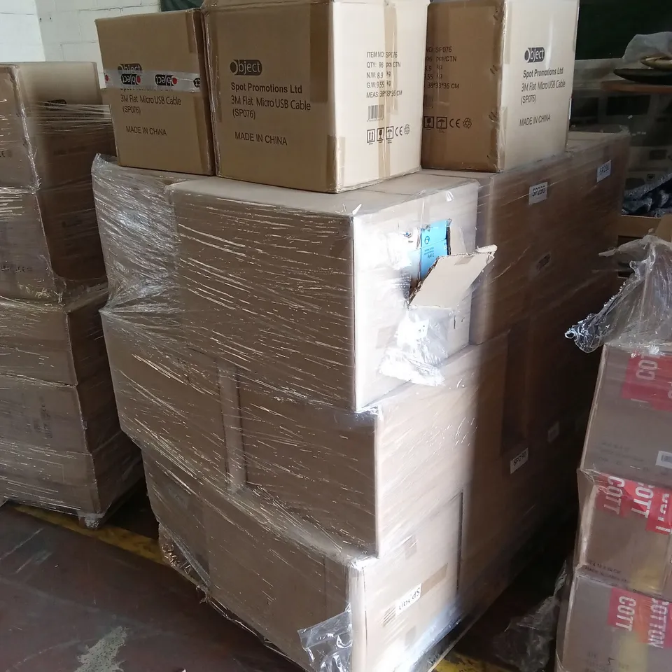 PALLET TO CONTAIN A LARGE QUANTITY OF 3M FLAT MICRO USB CABLES AND DISPOSABLE FACEMASKS
