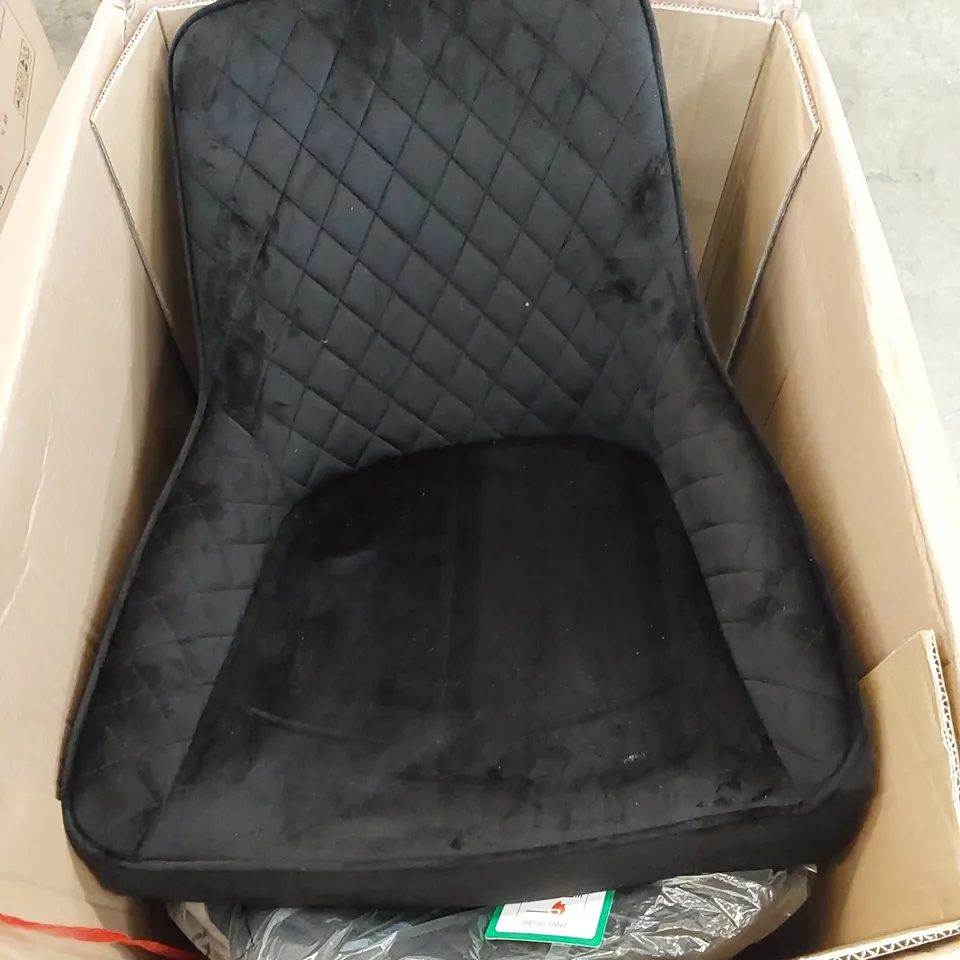BOXED HAMPTON DINING CHAIRS IN BLACK VELVET - SET OF 2 (1 BOX)