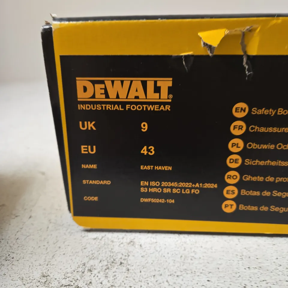 DEWALT INDUSTRIAL SAFETY BOOTS WITH STEEL TOE – UK 9 (EU 43)