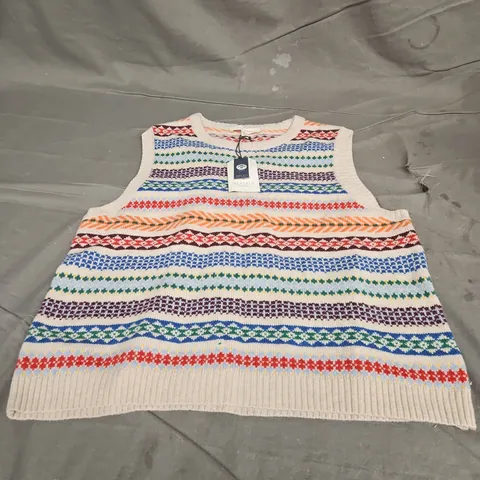 SEASALT CORNWALL PERCELLA COVE VEST IN KNIT ABSTRACTION MULTI SIZE 16