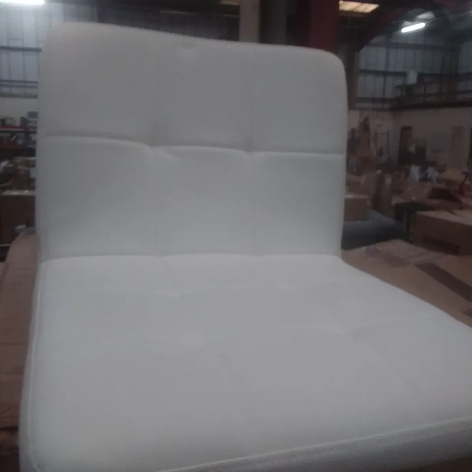 BOXED PAIR OF CREAM FAUX LEATHER SWIVEL CHAIRS