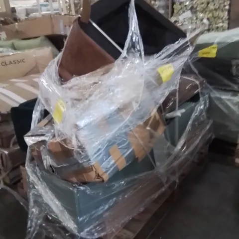 PALLET OF ASSORTED FURNITURE PARTS TO INCLUDE;SOFA CHAIR,CABINET
