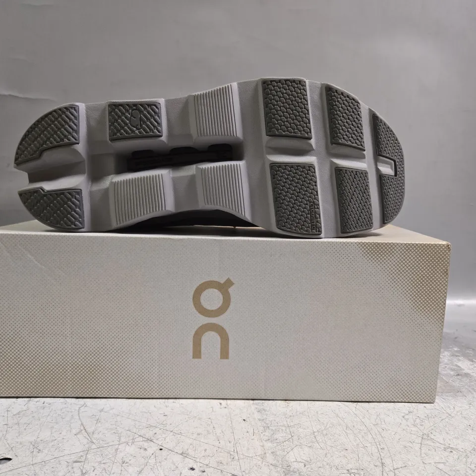 BOXED PAIR OF ON CLOUDMONSTER VOID SHOES IN ALLOY/GLACIER SIZE UK 12