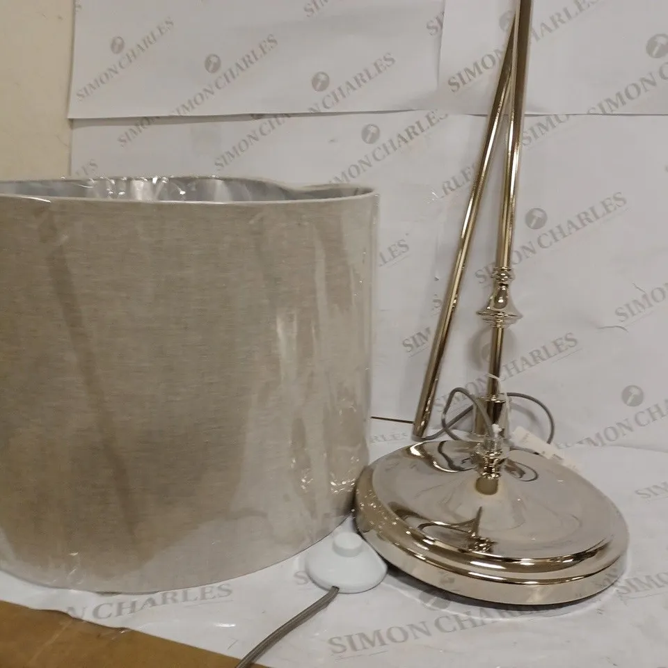 LAURA ASHLEY HIGHGROVE FLOOR LAMP IN POLISHED NICKEL WITH NATURAL LINEN