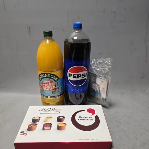 APPROXIMATELY 4 ASSORTED FOOD & DRINK ITEMS TO INCLUDE - ROBINSONS ORANGE & PINEAPPLE , PEPSI ETC