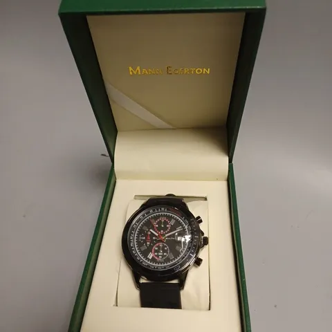 BOXED MANN EGERTON DYNAMIC BLACK DIAL WATCH