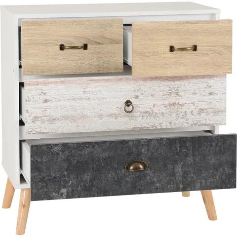 BOXED NORDIC 2+2 DRAWER CHEST GREY/CHARCOAL CONCRETE EFFECT