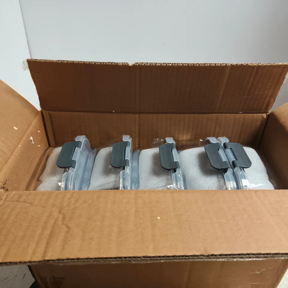BOX OF 10 GLASS STORAGE CONTAINERS WITH LOCK LID (ASSORTED SIZE)