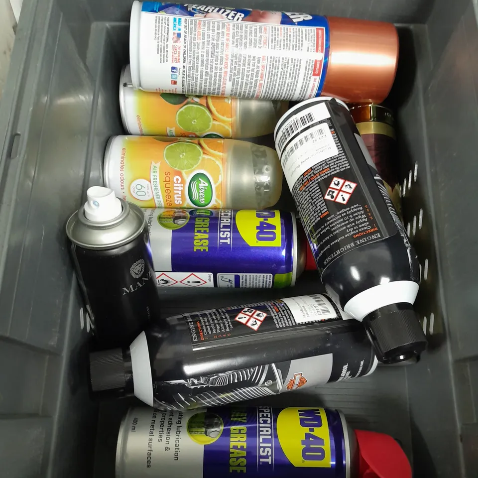 APPROXIMATELY 5 ASSORTED AEROSOLS TO INCLUDE WD-40 , ENGINE BRIGHTENER , PEARLIZER , ETC 