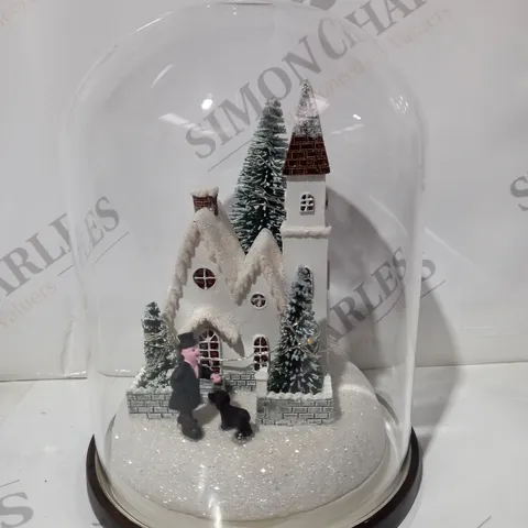 BOXED SANTA EXPRESS PRE-LIT FESTIVE SCENE IN GLASS CLOCHE DOME