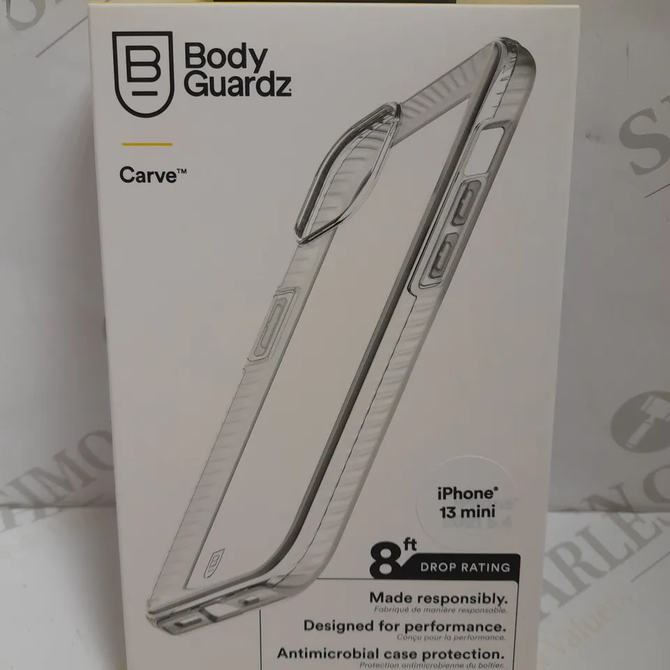 BOX OF APPROX 6 BODY GUARDZ CARVE PROTECTIVE CASES FOR IPHONE 13 MINI - CLEAR