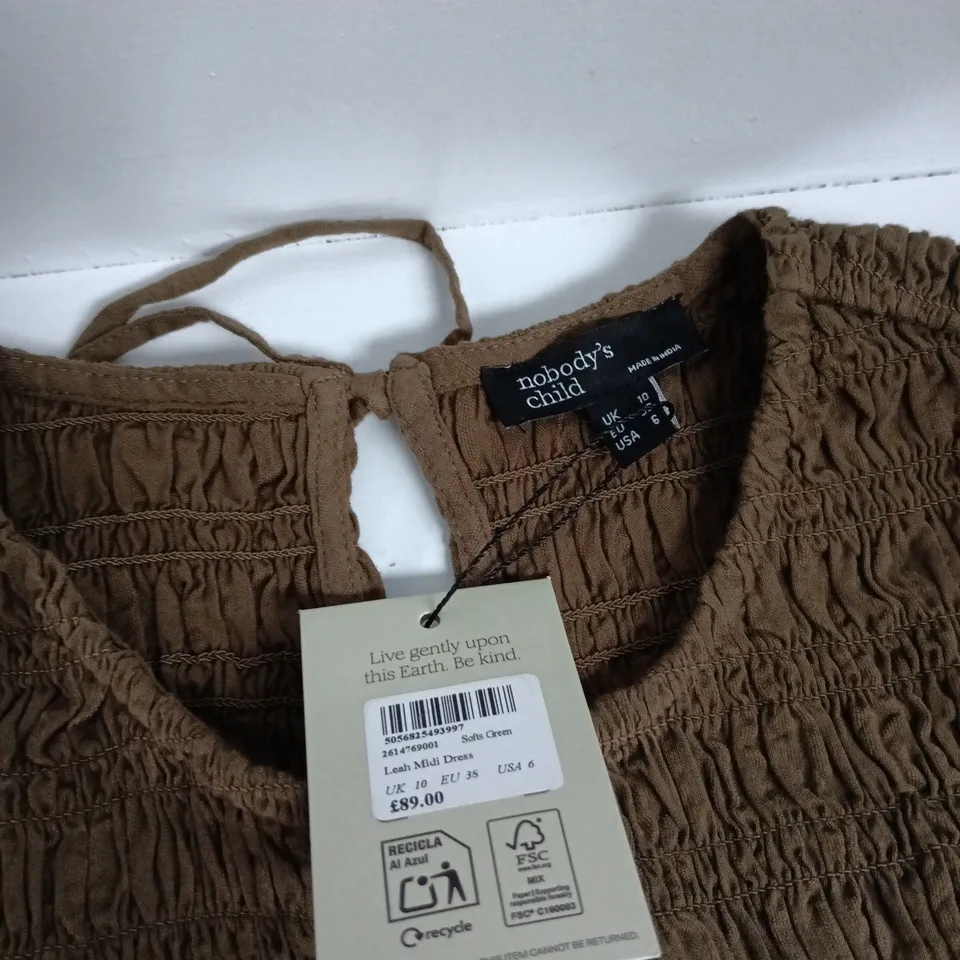 NOBODY'S CHILD LEAH MIDI DRESS – UK 10 (EU 38) – BROWN