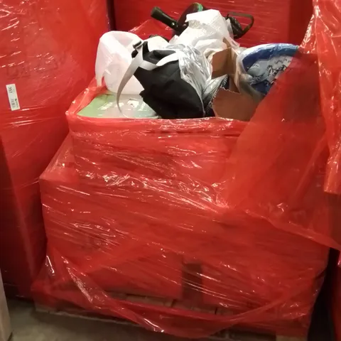 PALLET OF ASSORTED HOUSEHOLD GOODS AND PRODUCTS TO INCLUDE;GYM BAG,CYCLING MACHINE 