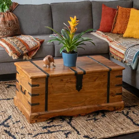 BOXED HAMDAN SHEESHAM TRUNK THAKAT COFFEE TABLE