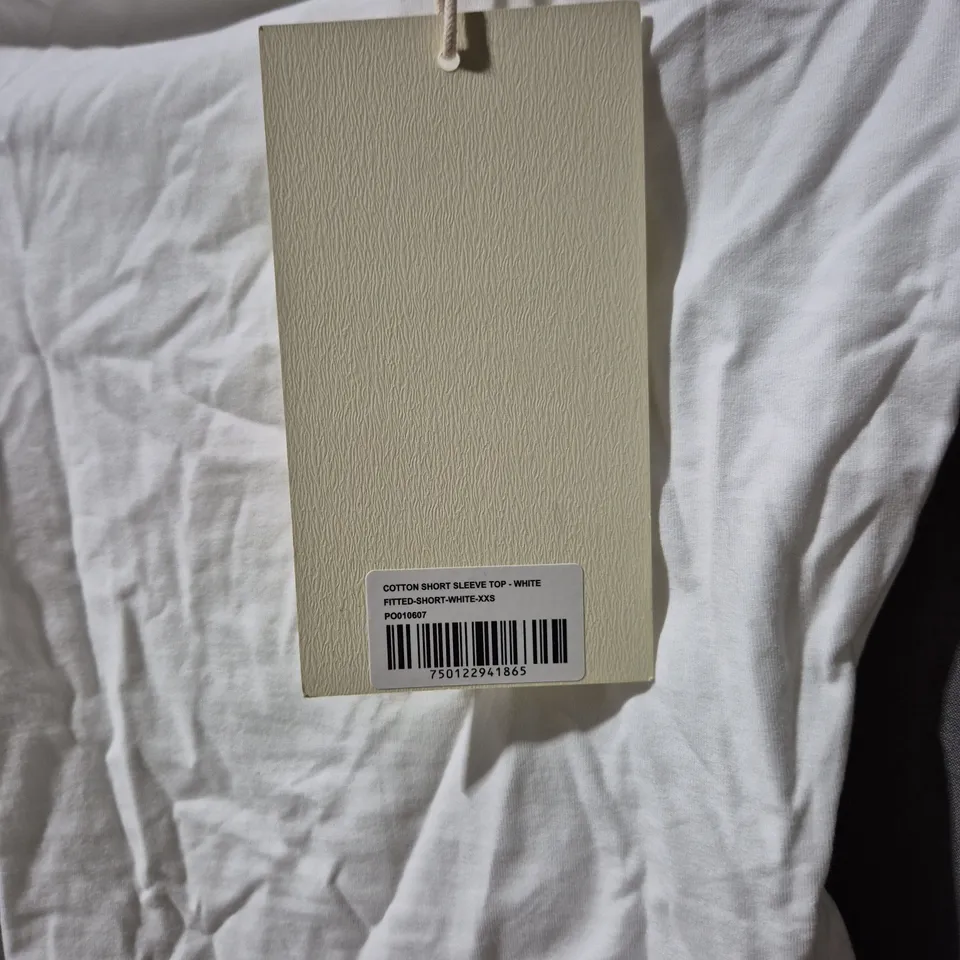 ADANOLA COTTON SHORT SLEEVE TOP – WHITE, UK XXS (XXS)