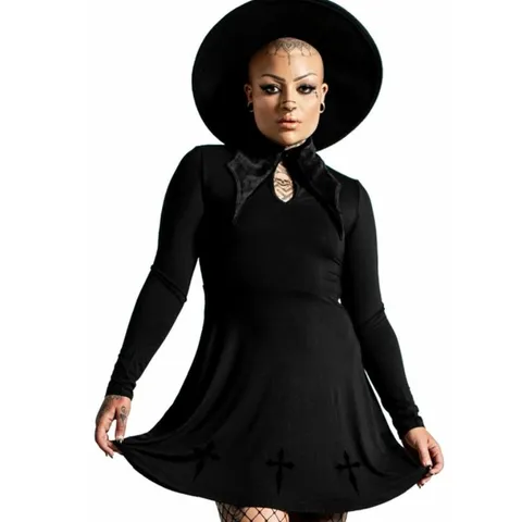 EIGHT BRAND NEW KILLSTAR - ELISSABAT COLLAR - BLACK WOMEN'S DRESS