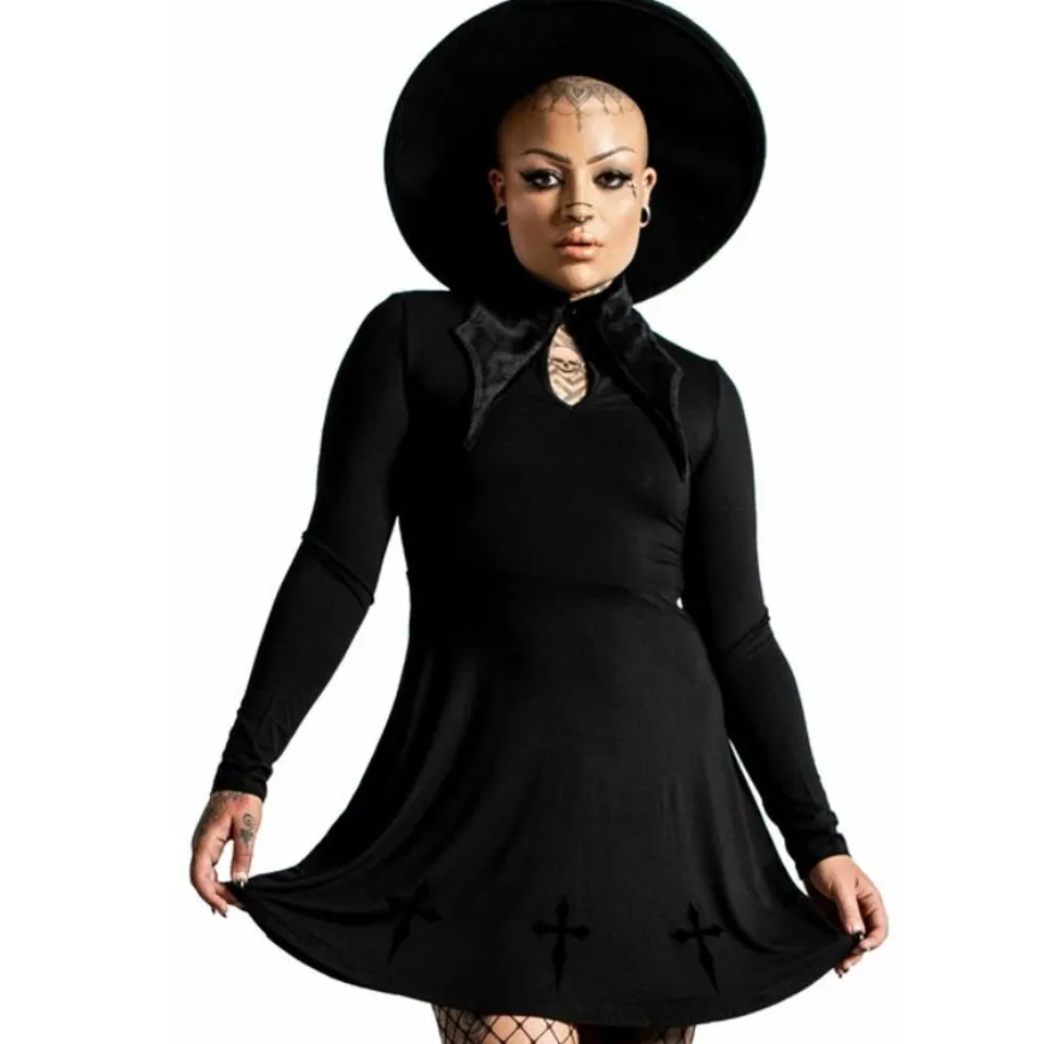 EIGHT BRAND NEW KILLSTAR - ELISSABAT COLLAR - BLACK WOMEN'S DRESS 