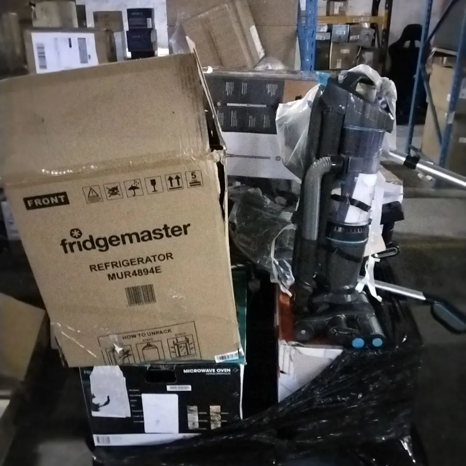 PALLET OF ELECTRICAL ITEMS TO INCLUDE FRIDGEMASTER REFRIGERATOR,  VACUUM CLEANERS,  TEFAL BLENDER AND OTHER ELECTRICAL ITEMS...