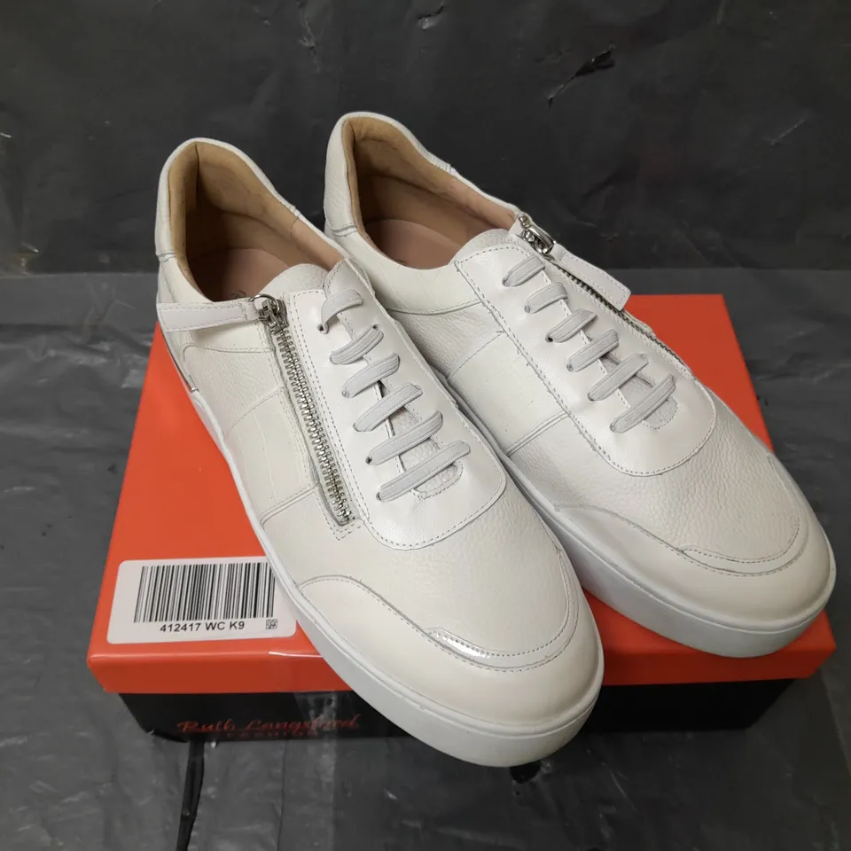 BOXED PAIR OF RUTH LANGSFORD LUXE TRAINERS SIZE 9