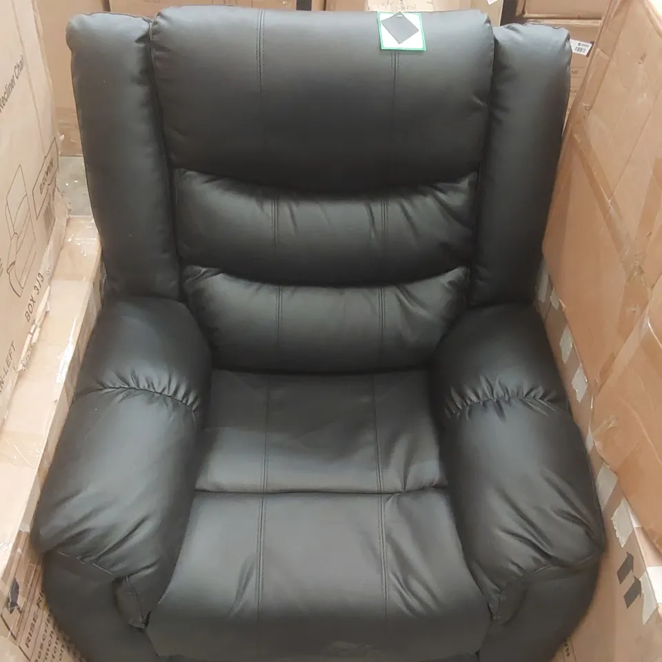 QUALITY DESIGNER FAUX LEATHER UPHOLSTERED ELECTRIC RECLINER ARMCHAIR