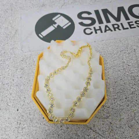 SWAROVSKI GOLD-TONE CRYSTAL NECKLACE – BOXED