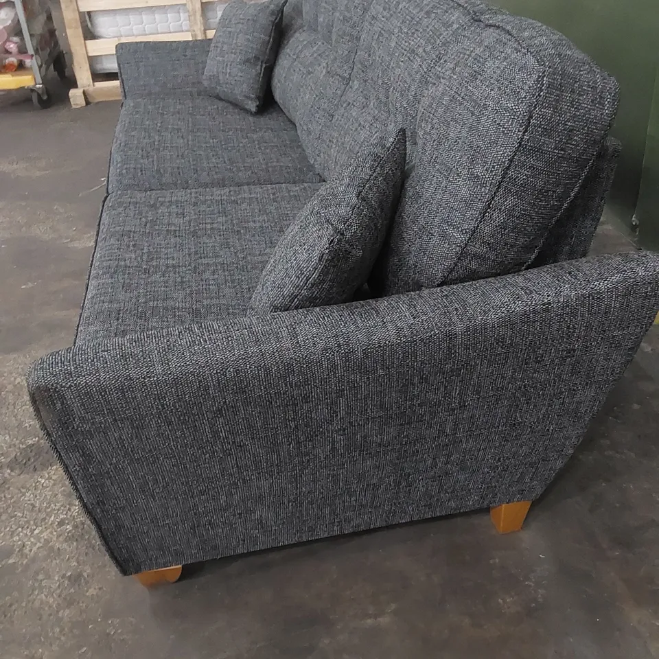 DESIGNER HALSTOW 3 SEATER GREY FABRIC UPHOLSTERED SOFA 