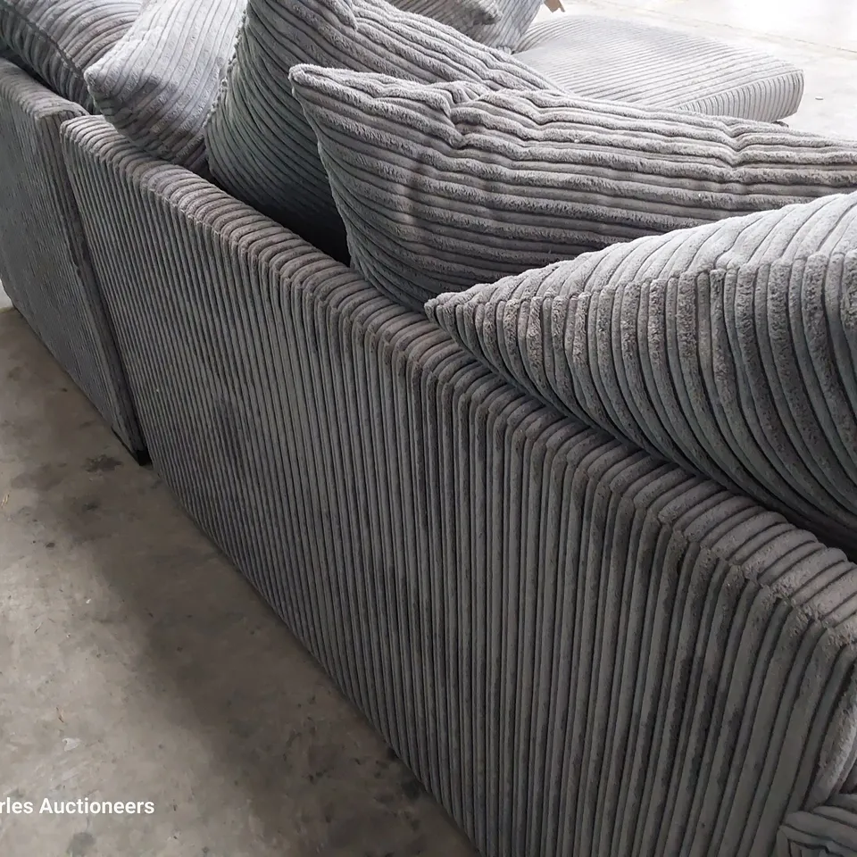 DESIGNER CHAISE SOFA GREY JUMBO CHORD 