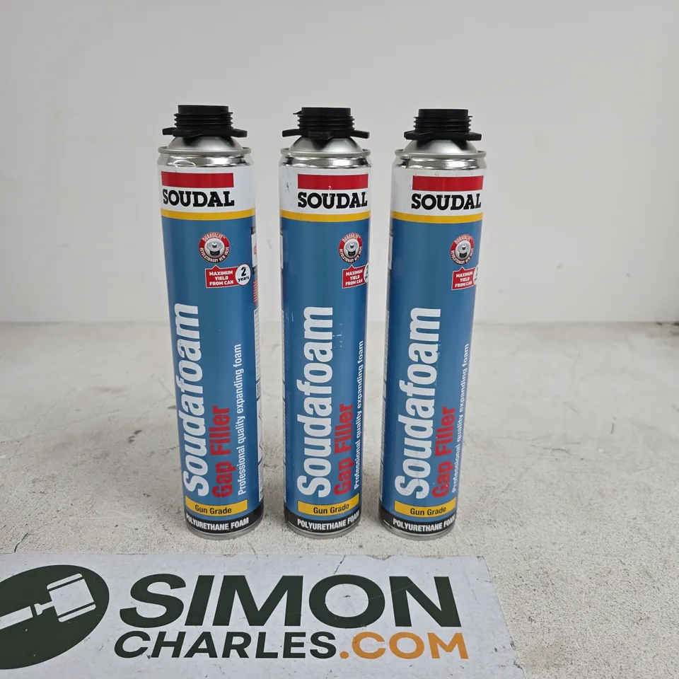SET OF 3 SOUDAL SOUDAFOAM GAP FILLER GUN GRADE 750ML