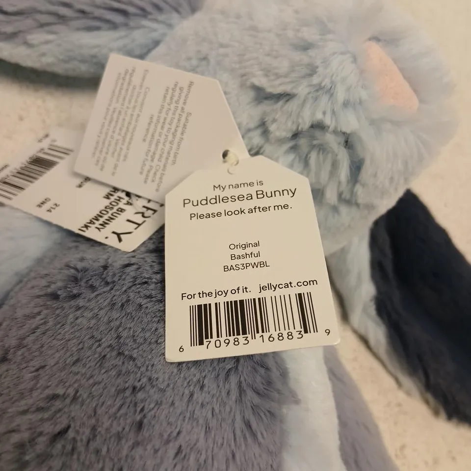 JELLYCAT PUDDLSEA BUNNY PLUSH TOY (BASHFUL) – BLUE/GREY