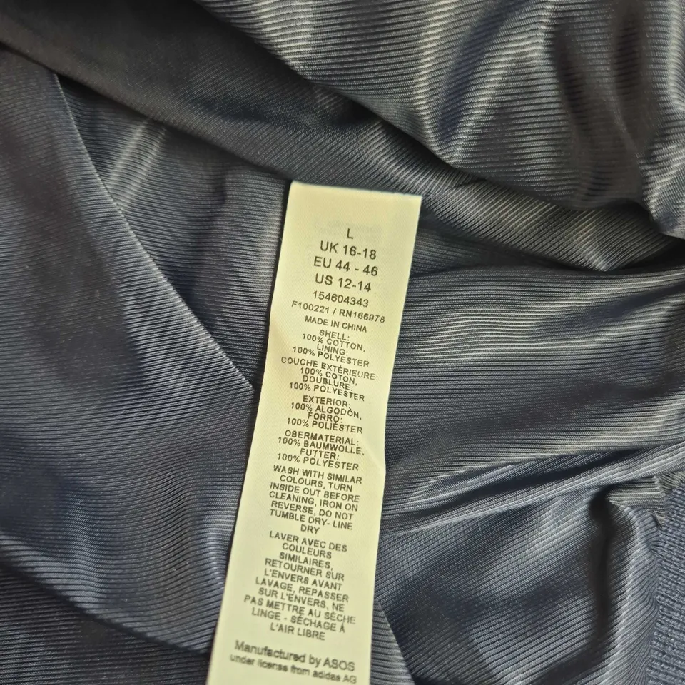 ADIDAS X ASOS ZIP JACKET – BLUE CHECK, WOMEN’S UK 16-18 (EU 44-46, US 12-14)