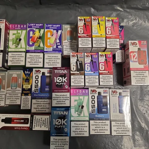 APPROXIMATELY 40 ASSORTED E-CIGARETTE PRODUCTS TO INCLUDE - IVG AND ELFBAR