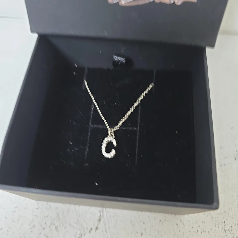 BOXED THOMAS SABO CHARM CLUB ESSENTIALS STERLING SILVER WITH ZIRCONIA LETTER C PENDANT