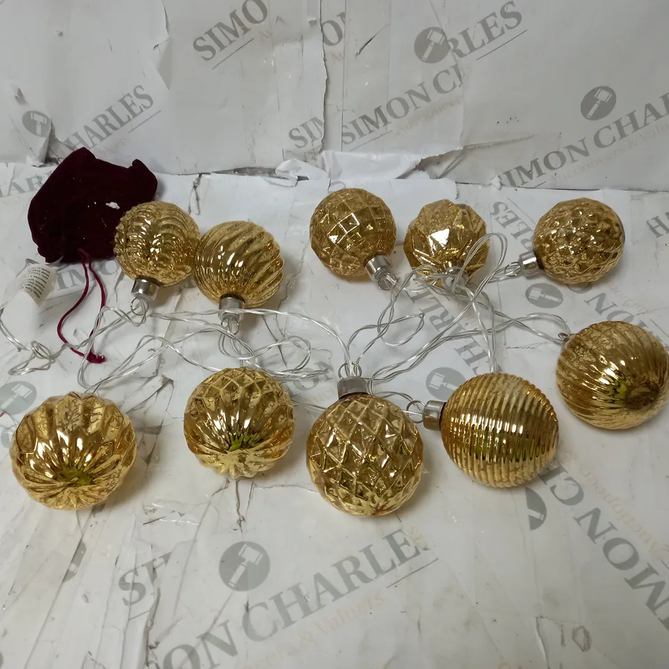 BOXED ALISON CORK MERCURY GLASS BAUBLE 10 SET
