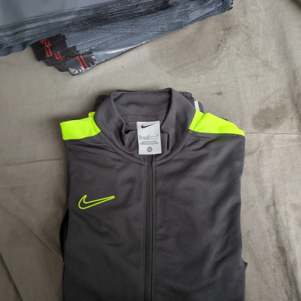 NIKE MEN'S ZIP-UP JACKET – GREY WITH NEON LIME ACCENTS, SIZE M