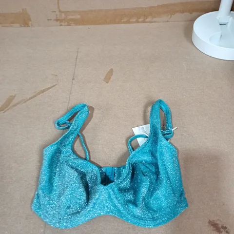 BRAVISSIMO BILLIE SPARKLE BIKINI TOP – TEAL/SILVER, UK 30G
