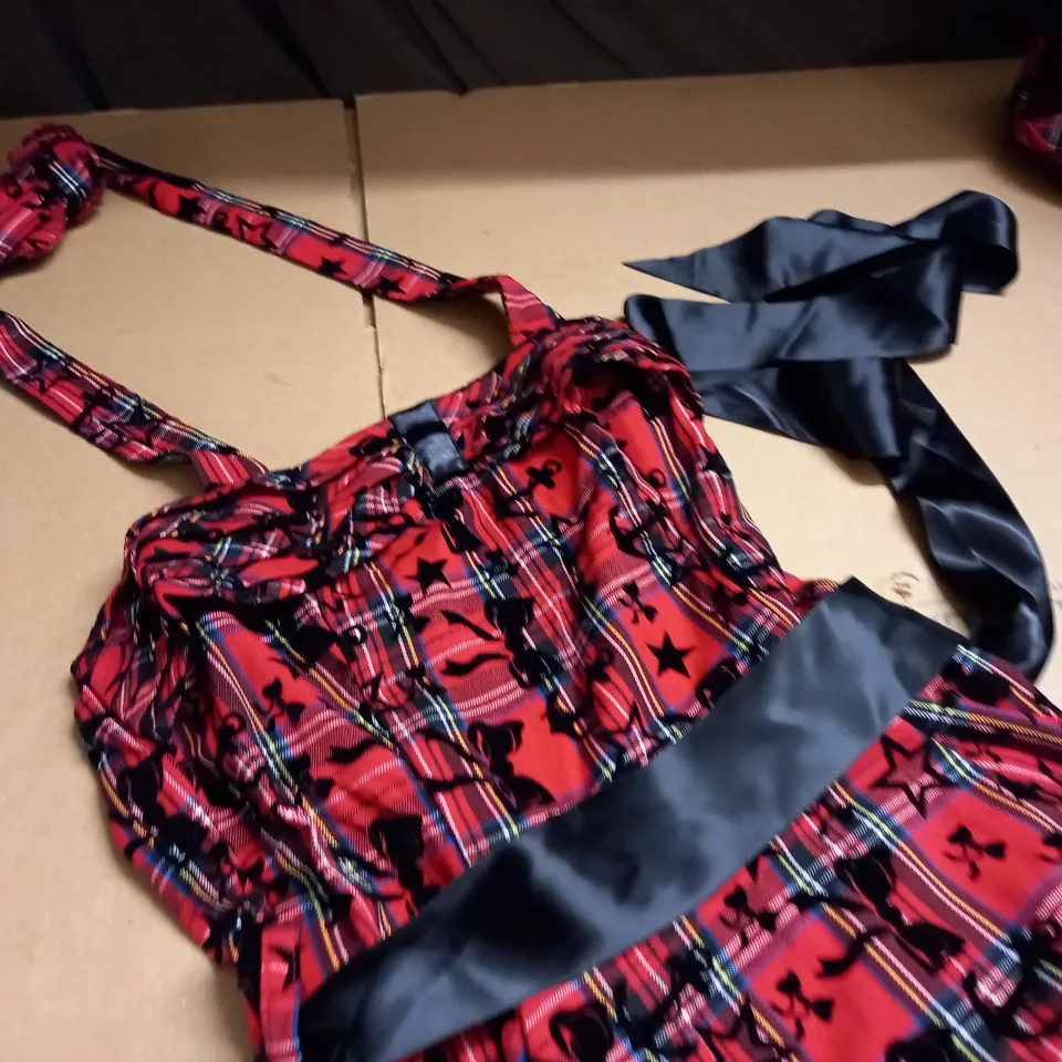 LOT OF 4 HEARTS AND ROSES BOW DETAIL RED CHECK DRESSES - VARIOUS SIZES