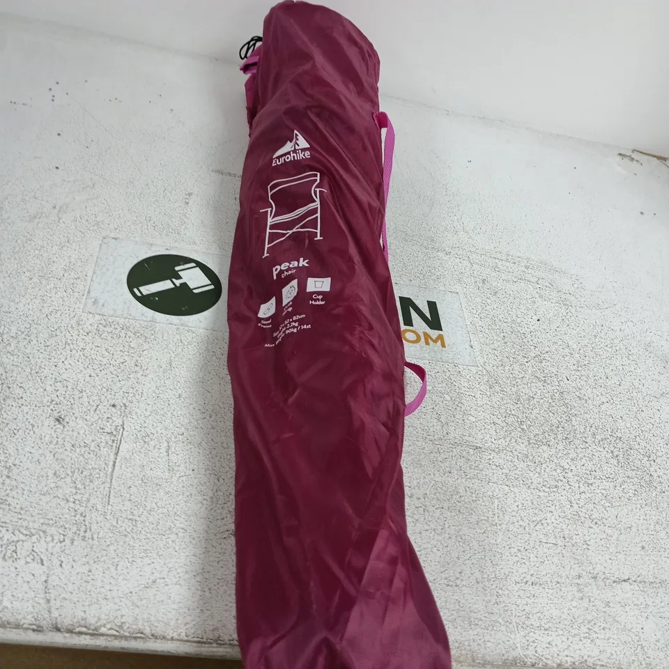 EUROHIKE PEAK CHAIR – FOLDABLE CAMPING CHAIR IN MAROON CARRY BAG