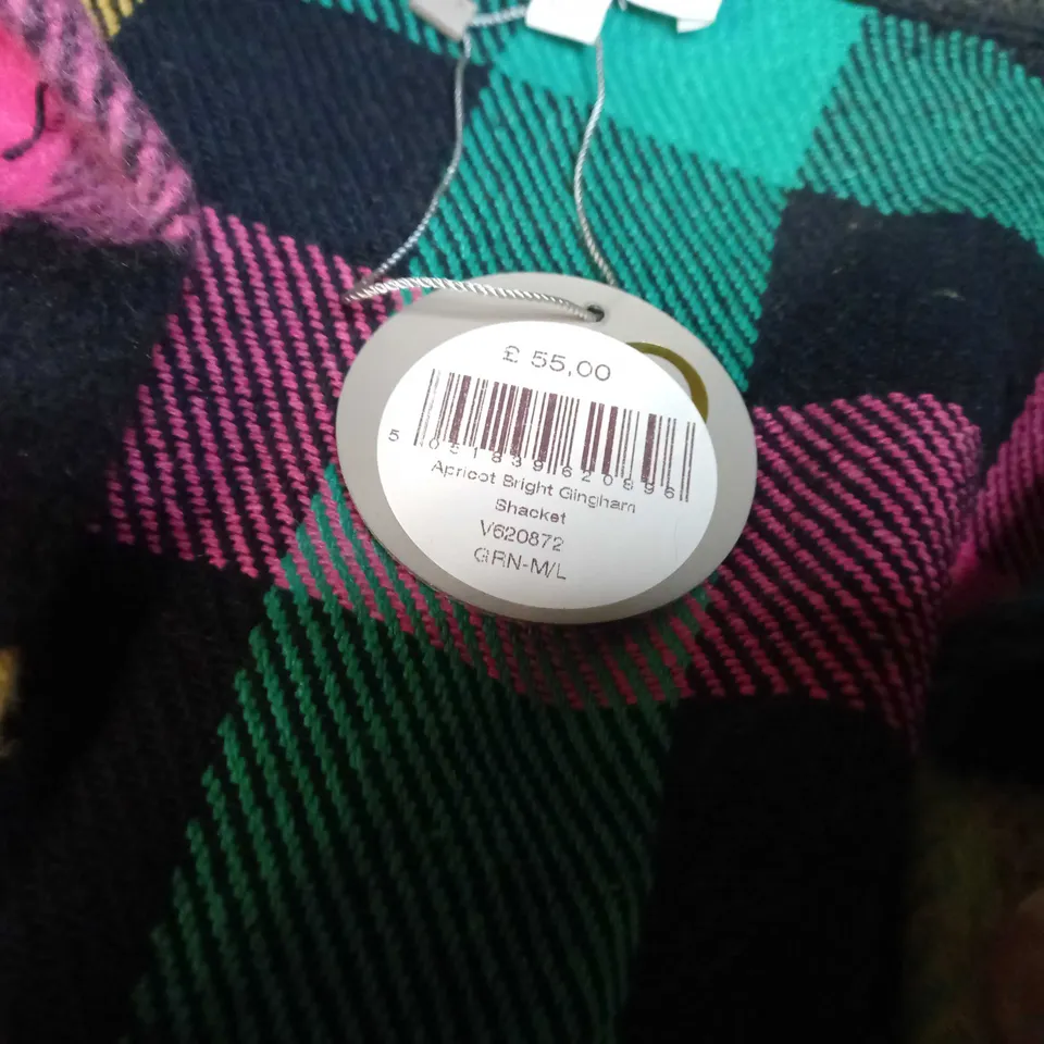 APRICOT BRIGHT GREEN/MULTI COLOURED SHACKET - M/L