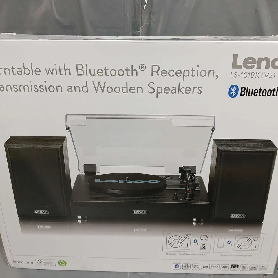 BOXED LENCO TURNTABLE WITH BLUETOOTH AND SPEAKERS