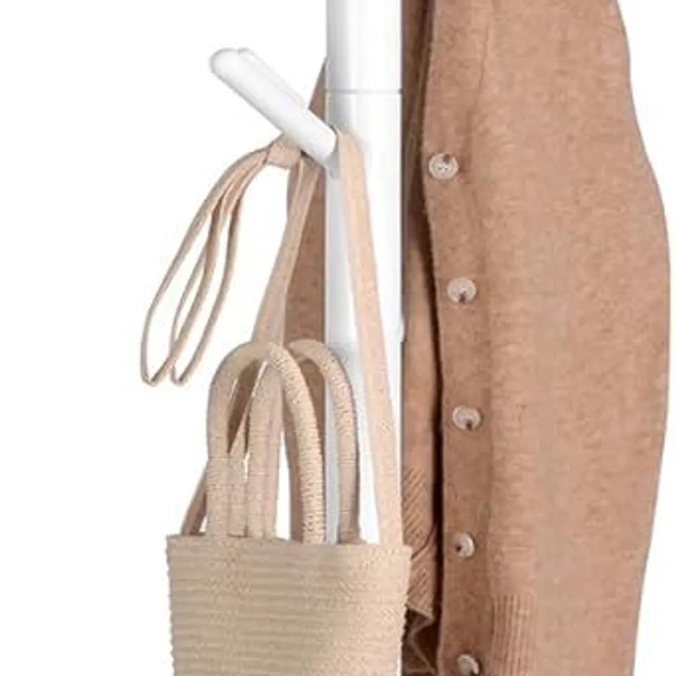 BOXED VASAGLE FREE STANDING COAT RACK WITH 8 HOOKS, CLOUD WHITE 