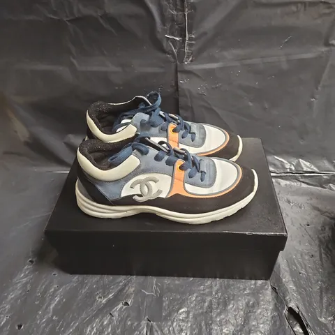 CHANEL-INSPIRED SNEAKERS, WOMEN'S MULTI-COLOUR TRAINER WITH CC LOGO EU 40 6.5 .