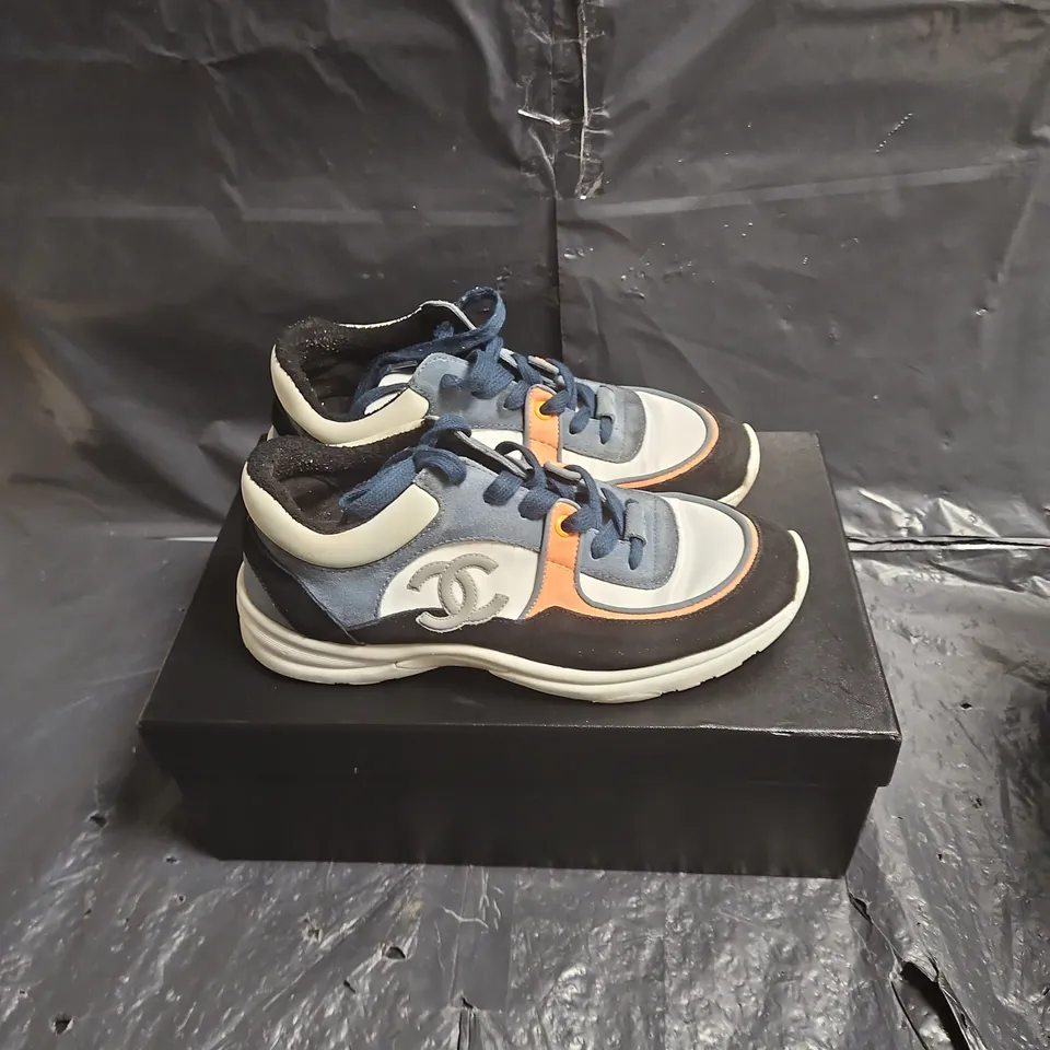 CHANEL-INSPIRED SNEAKERS, WOMEN'S MULTI-COLOUR TRAINER WITH CC LOGO EU 40 6.5 .