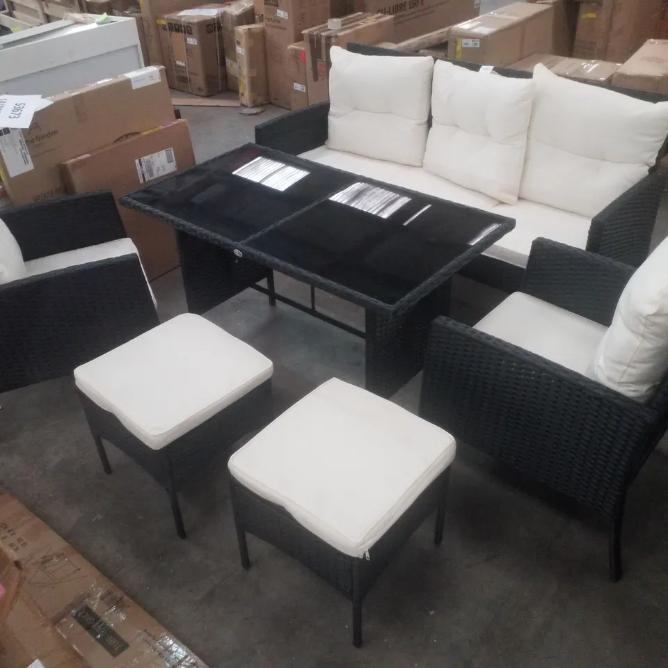 LEORY RATTAN WICKER 4-PERSON SEATING GROUP WITH CUSHIONS (6 PARTS)