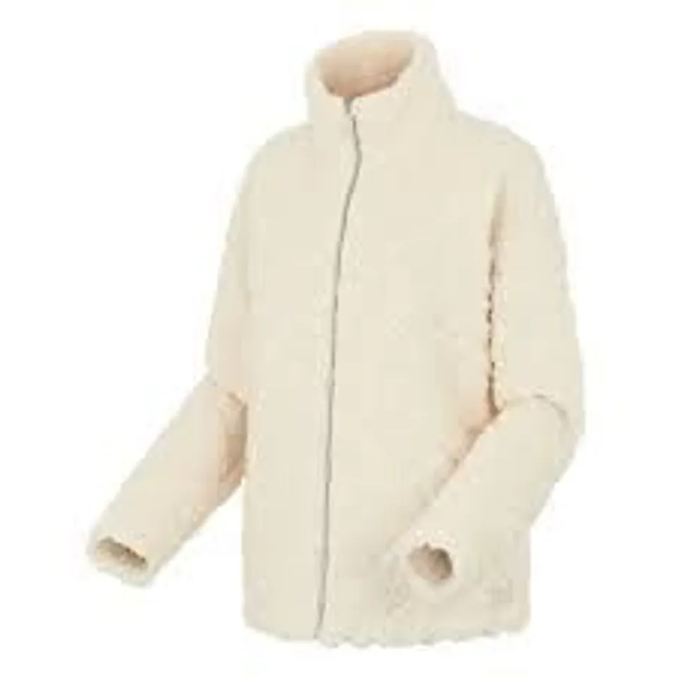 REGATTA WOMENS ALAIYA CABLE KNIT CHUNKY FULL ZIP FLEECE LIGHT VANILLA - SIZE 18